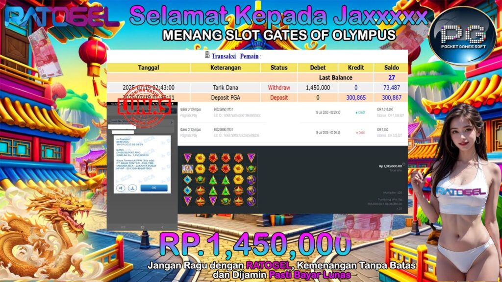 BUKTI JACKPOT SLOT GATES OF OLYMPUS TERPERCAYA DI INDONESIA TGL 18-07-2025
